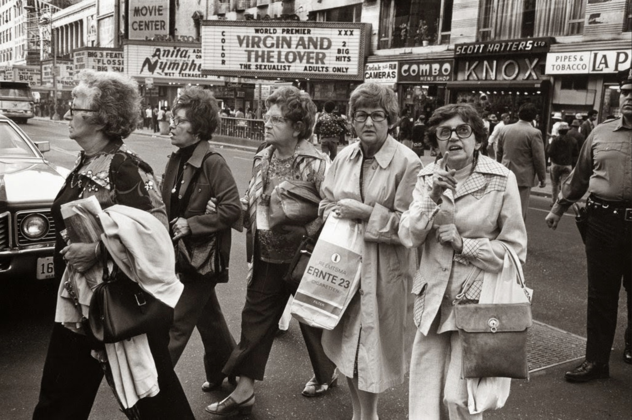 Ladies Strolling Through The Times Square Of The 1970's 